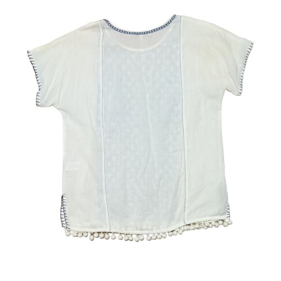 Madewell pom pom fringe Peasant Top - Picture 2 of 4